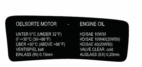 Ölsorte Hinweisschild rechts S Cockpit 